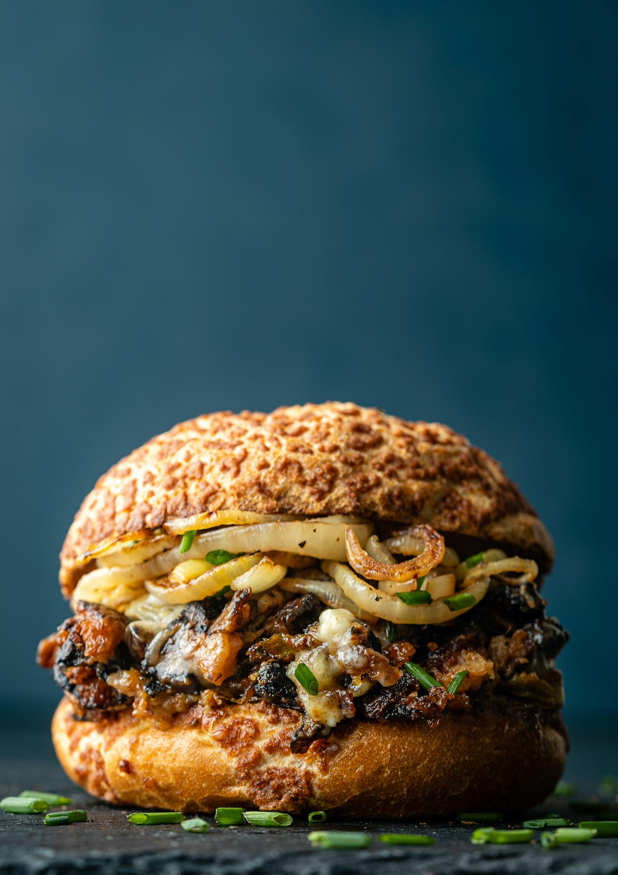 Portobelloburger met blauwe kaas
